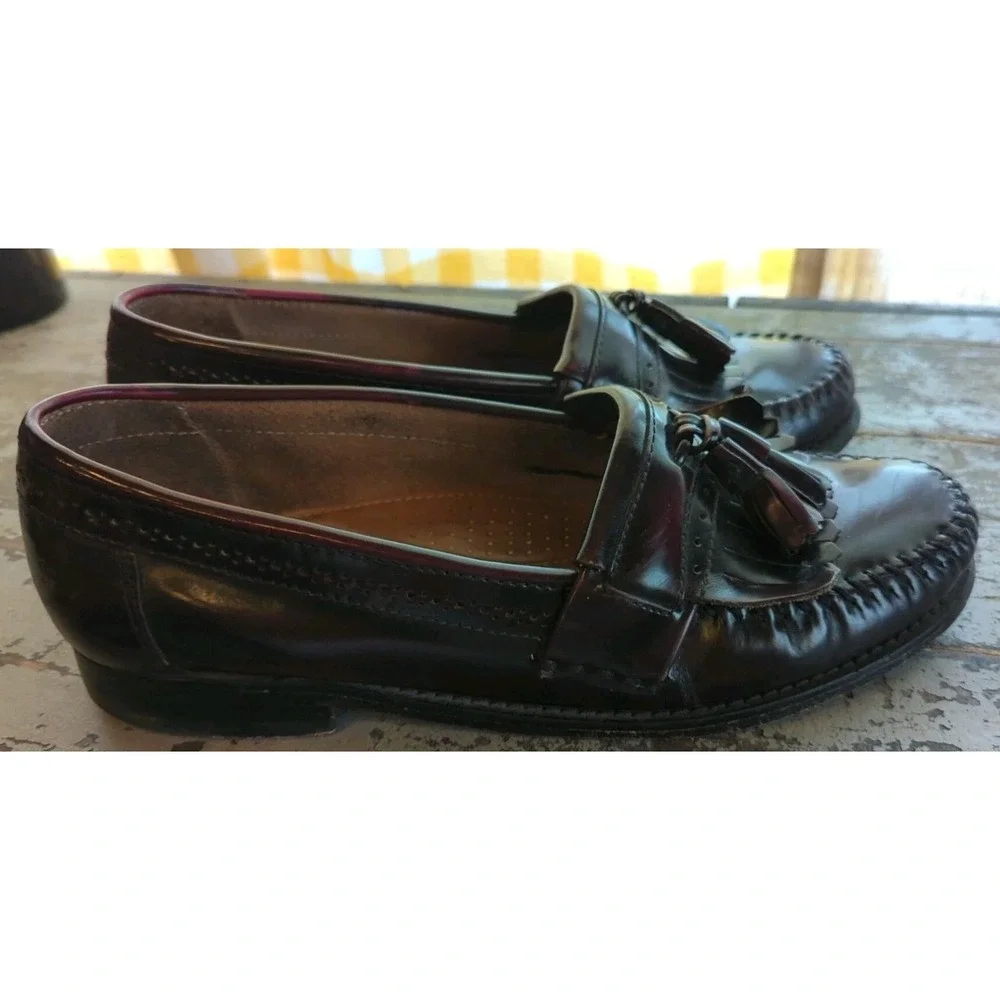 Bass & Co. Men's Vintage Weejuns Leather Dress Loafers Tassels Burgundy Size 9 D
